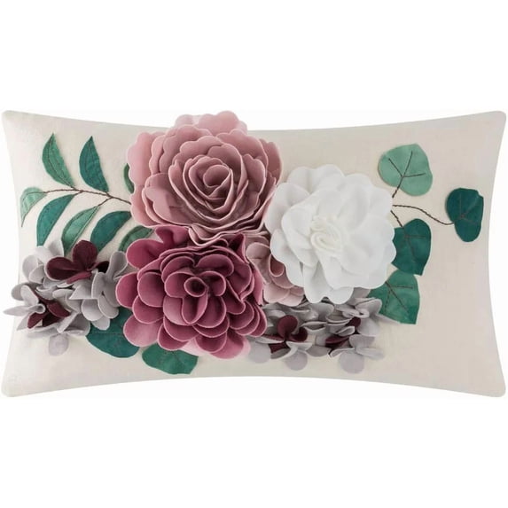 JWH 3D Rectangle Colorful Decorative Velvet Accent Pillow Cases Dusty Pink Throw Pillow Covers for Sofa Couch and Bed 12x20inch Blush