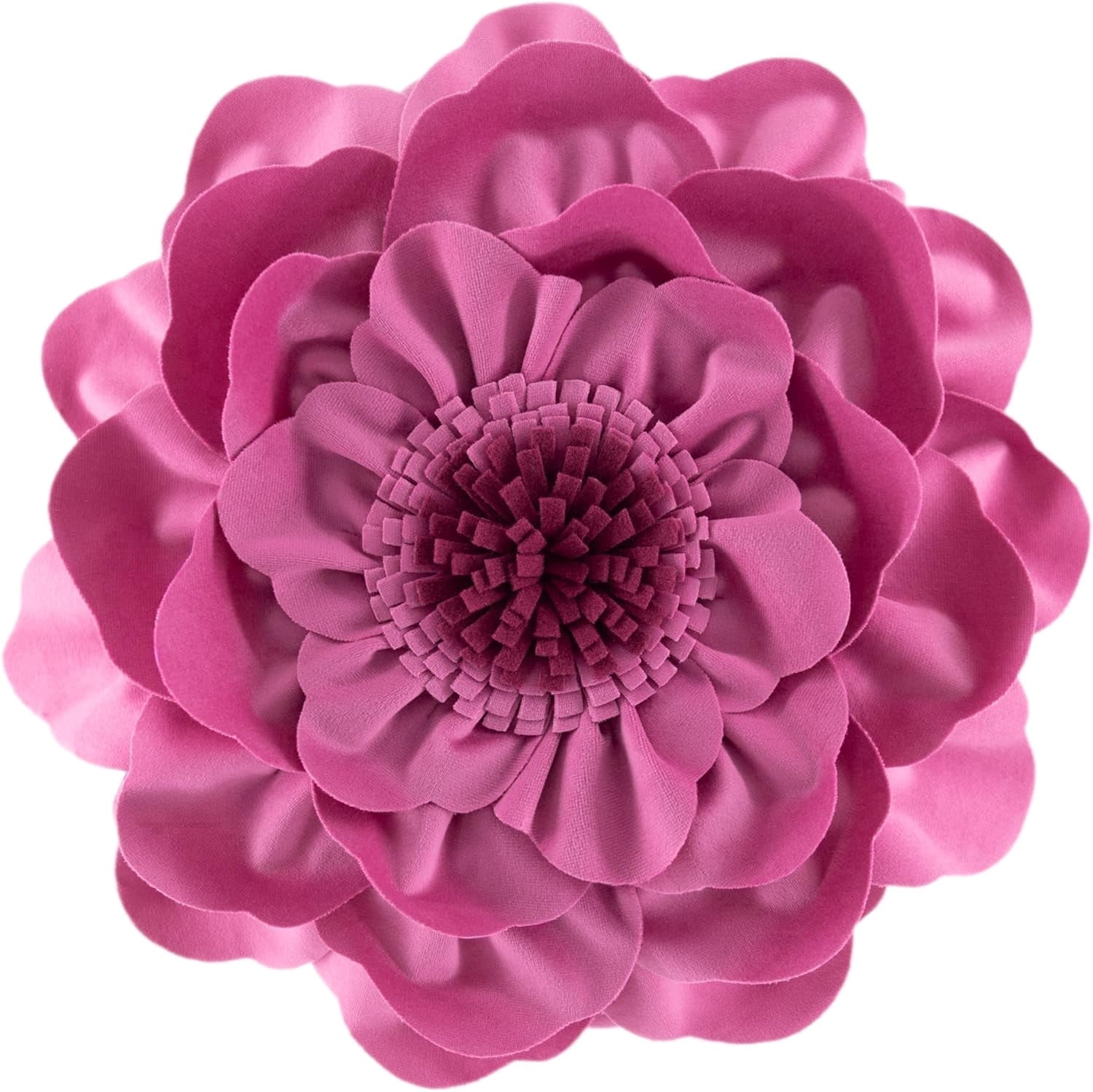 JWH 3D Round Cloud Soft Flower Velvet Throw Pillow No Pilling Decorative Throw Pillow 14inch Hot Pink for Sofa Bed Living Room Decor