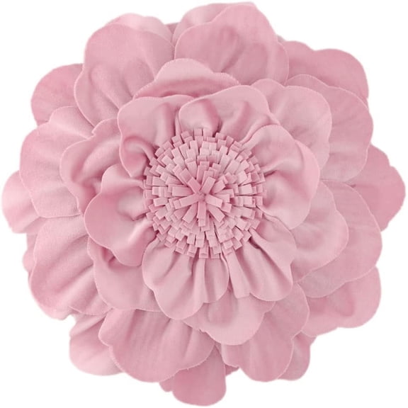 JWH 3D Round Decorative Flower Throw Pillows Circular Soft Velvet Pillow for Room Decor 14inch Rose