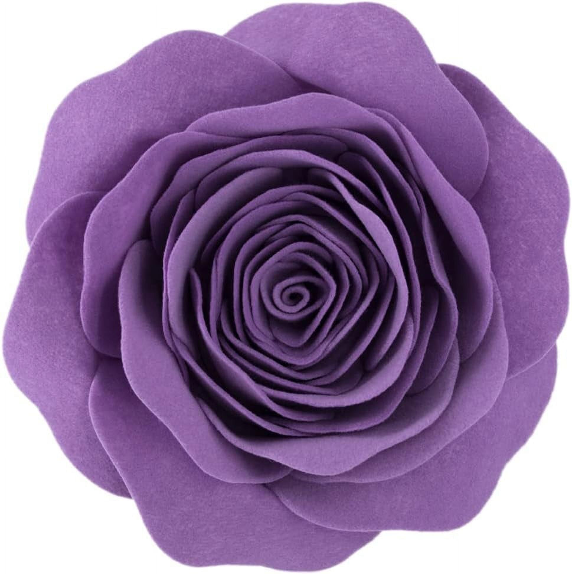 JWH 3D Round Decorative Handmade Valentine Flower Throw Pillow Covers with insert for Couch Bed Living Room Chair Bedroom 14 Inch Lilac