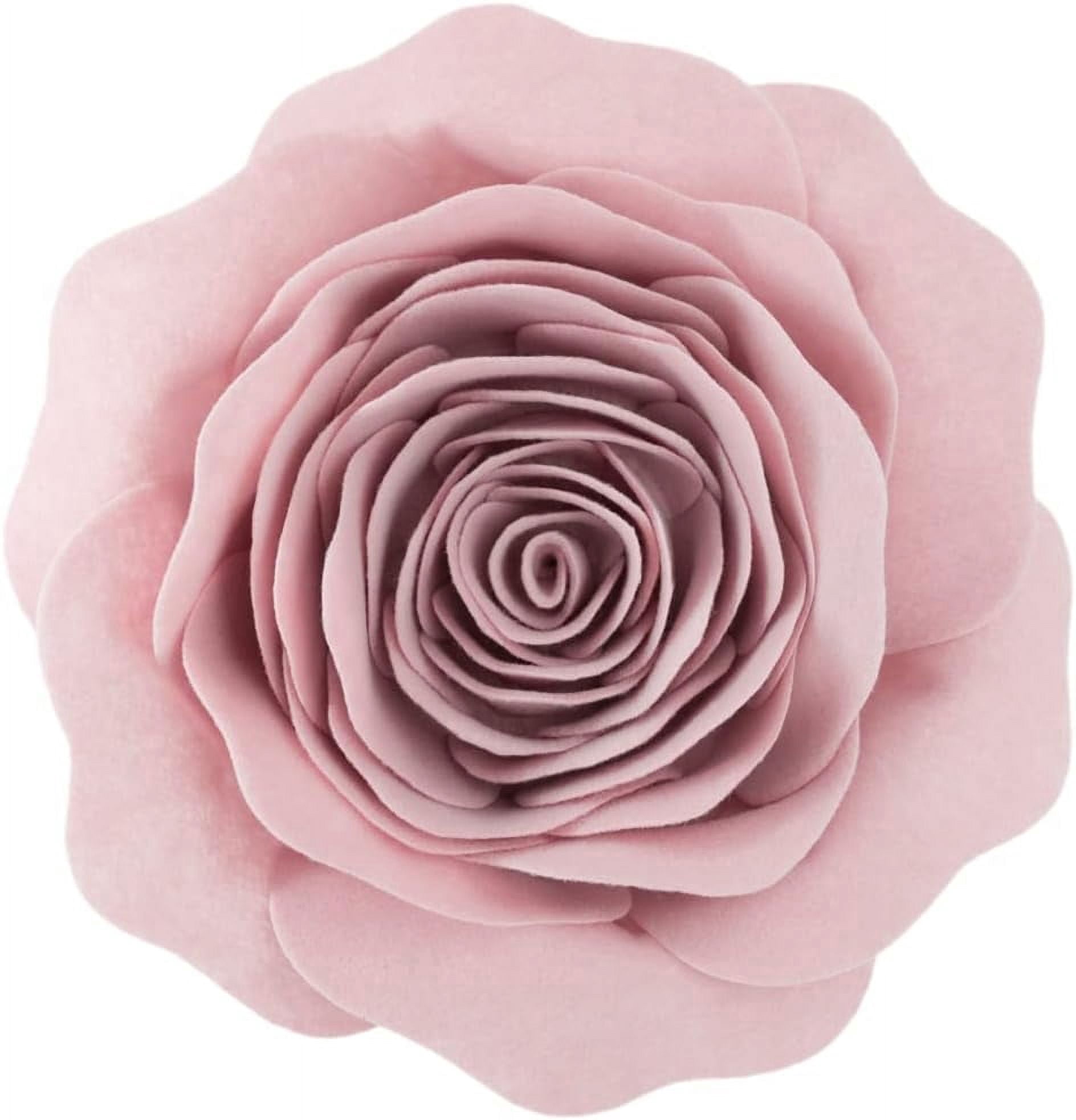 JWH 3D Round Decorative Handmade Valentine Day Flower Throw Pillows for Couch Bed Living Room Chair Bedroom 14 Inch Pink