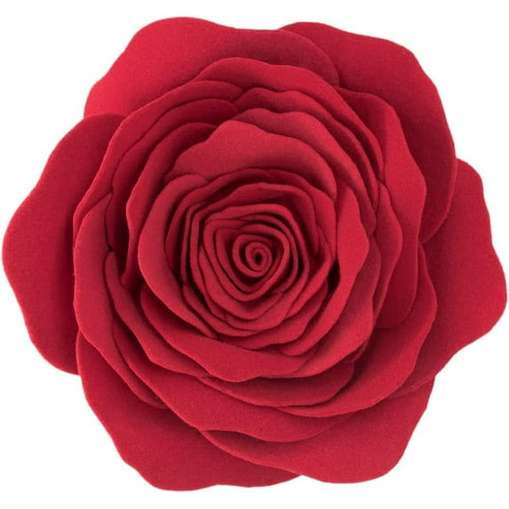 JWH 3D Round Handmade Decorative Handmade Valentine Flower Throw Pillow Covers with insert for Couch Bed Living Room Chair Bedroom 14 Inch Red