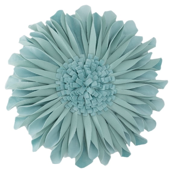 JWH 3D Round Handmade Decorative Velvet Sunflower Sofa Throw Pillows with Insert 12inch Eggshell Blue