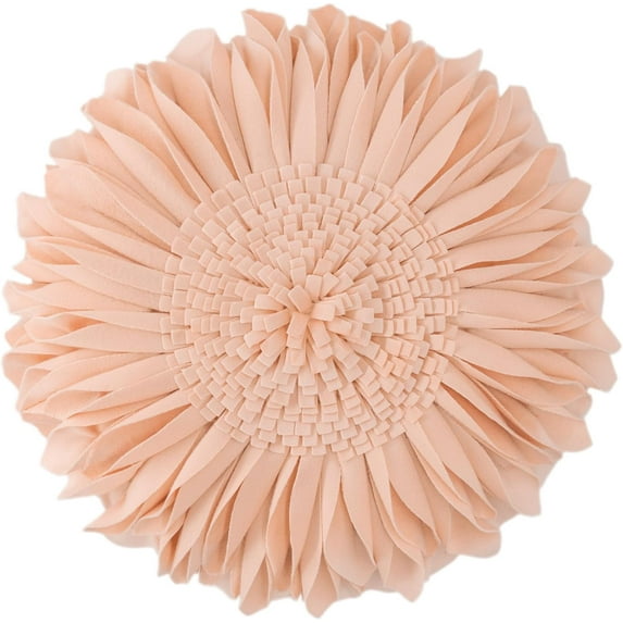 JWH 3D Round Handmade Decorative Velvet Sunflower Throw Pillows with Insert for Sofa Couch Bed Bedroom Home 14inch Prairie Sunset