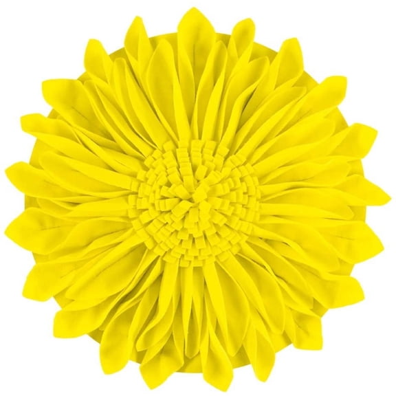 JWH 3D Round Velvet Flower Pillows for Aesthetic Decoration on Sofa Bedding Couch 12inch Light Yellow