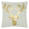 thumbnail image 1 of JWH Christmas Reindeer Pillow Cover Gold Foil Print Throw Pillow Case Standard Square Deer Accent Pillow Covers for Room Simple and Rustic Decoration 20x20Inch, 1 of 8