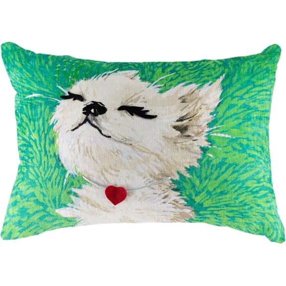 JWH Cute White Puppy with Red Heart Collar on Grass Grass 14x20inches Soft Decorative Throw Pillow Cover for Home Sofa Bedroom