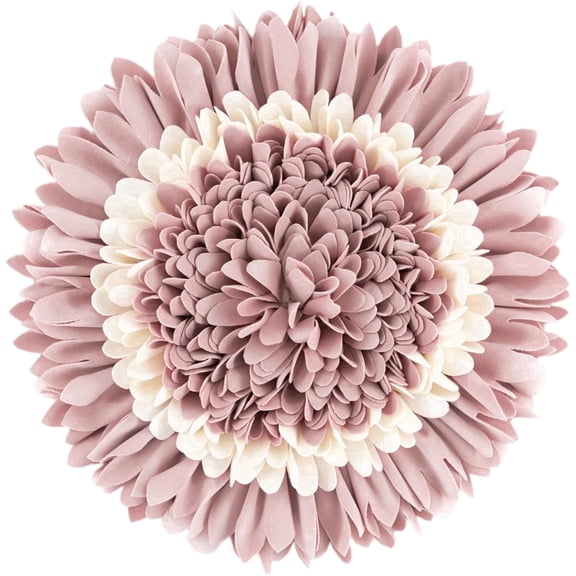 JWH Decorative 3D Flower Throw Pillows for Bedding Living Room Sofa Couch Decor Round Shaped Cushions 14 inch Dusty Pink White