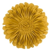 JWH Decorative 3D Round Unique Sunflower Accent Throw Pillow with Insert Bohemian Cushion Pillows for Bed Sofa 14 inch Yellow