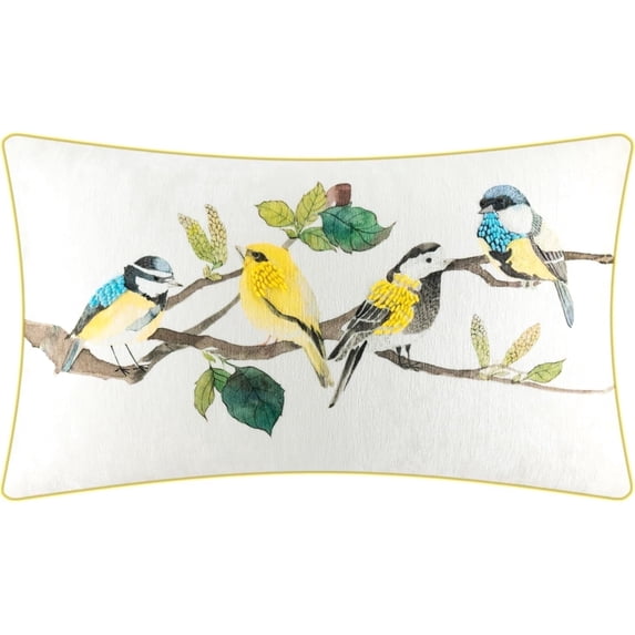 JWH Decorative Colorful Printed Bird Throw Pillow Covers for Home Sofa Car Bed Couch Decoration 14 x 24inch