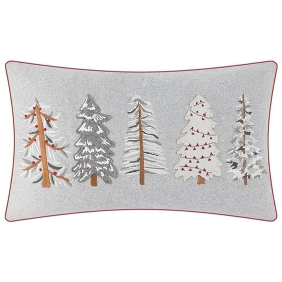JWH Christmas Snow Tree Pillow Cover Embroidered for Room Sofa Couch Chair Decoration 12 x 20 inch in Grey