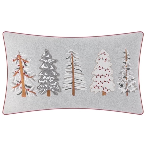 JWH Winter Decor Snow Tree Pillow Covers Embroidered for Room Sofa Couch Chair Decoration 12 x 20 inch in Grey