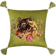 thumbnail image 1 of JWH 18*18inch Tiger Decorative Throw Pillow Covers in Green with Tassels for Home Hotel Office Decoration, 1 of 9