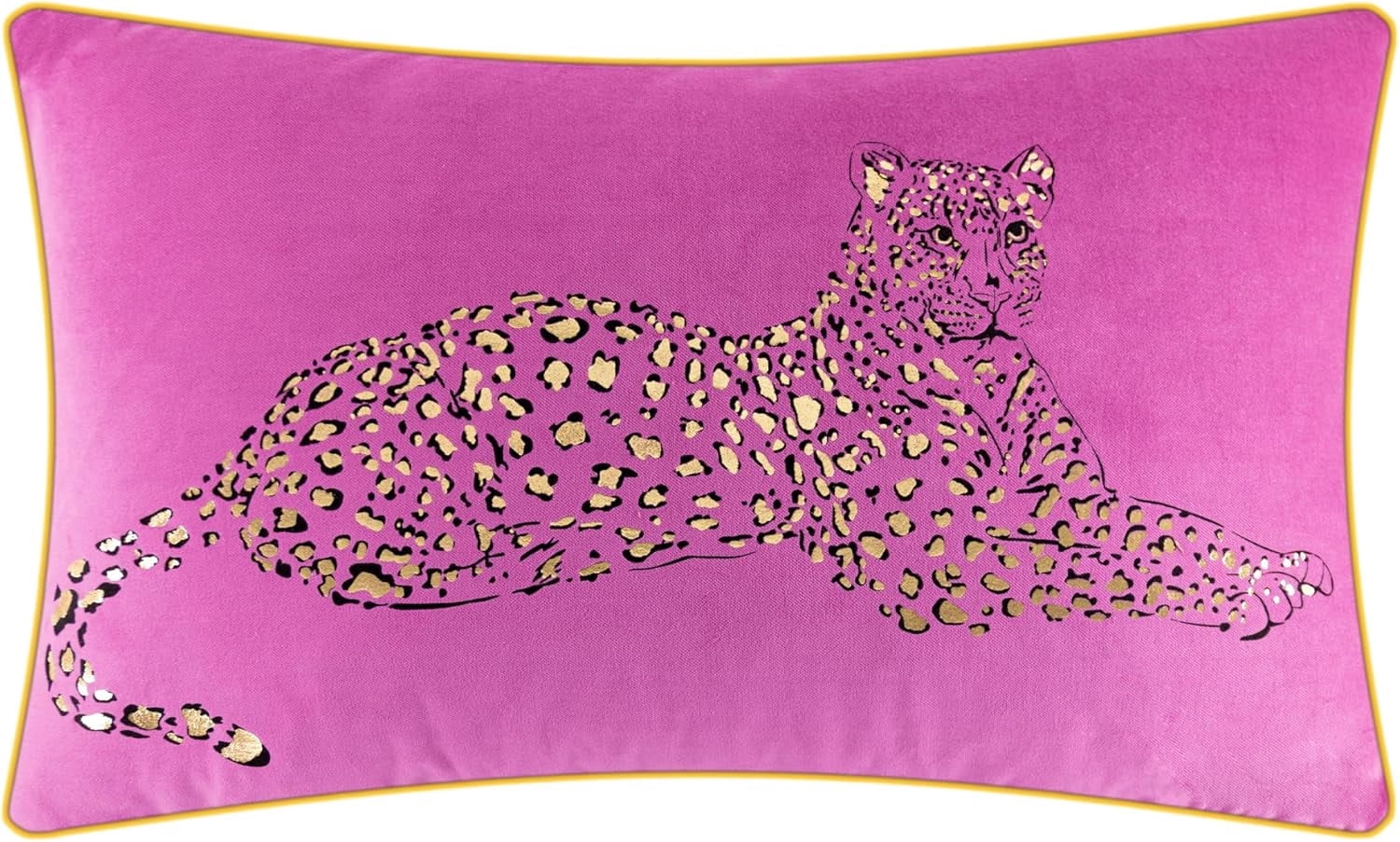 JWH Gold Foil Leopard Cotton Throw Pillow Covers Hot Pink Lumbar Throw Pillow Case for Sofa Bed Living oom Decor 12x20inch