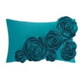 thumbnail image 1 of JWH Velvet Lumbar Pillow Cover 3D Handmade Rose Floral Decorative Throw Pillow Case for Sofa Bedroom 12x20inch Teal, 1 of 8