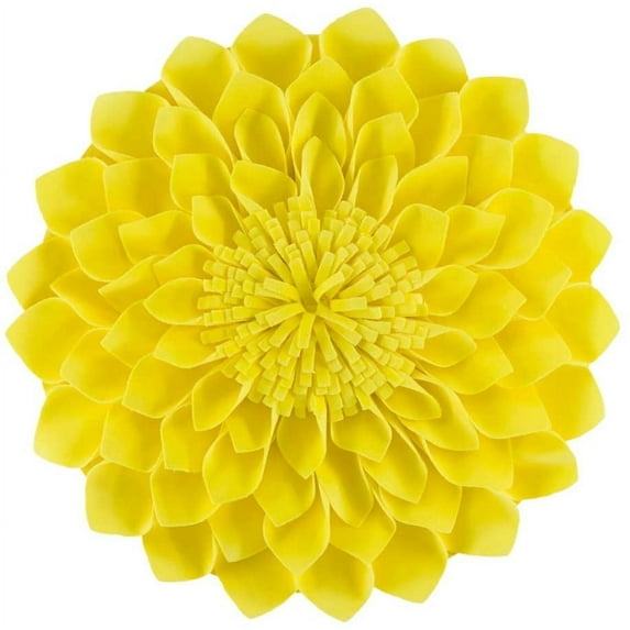 JWH Handmade Aesthetic 3D Round Velvet Flower Pillows Decorative Throw Pillow Floral Accent Pillows Decor 12inch Light Yellow