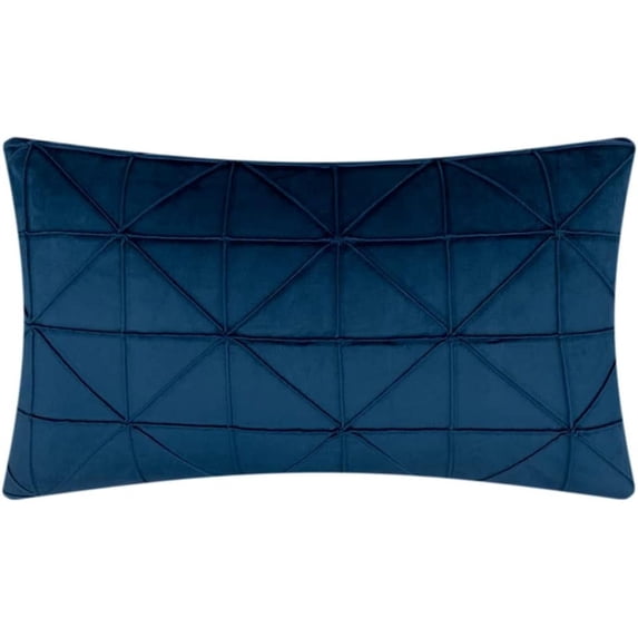 JWH Handmade Decorative Soft and Smooth Velvet Lumbar Pillow Covers for Simple Decoration 14x24inch Navy Blue