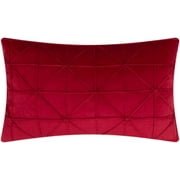 JWH Handmade Decorative Soft and Smooth Velvet Lumbar Pillow Case Covers for Simple Decor 14x24inch Red