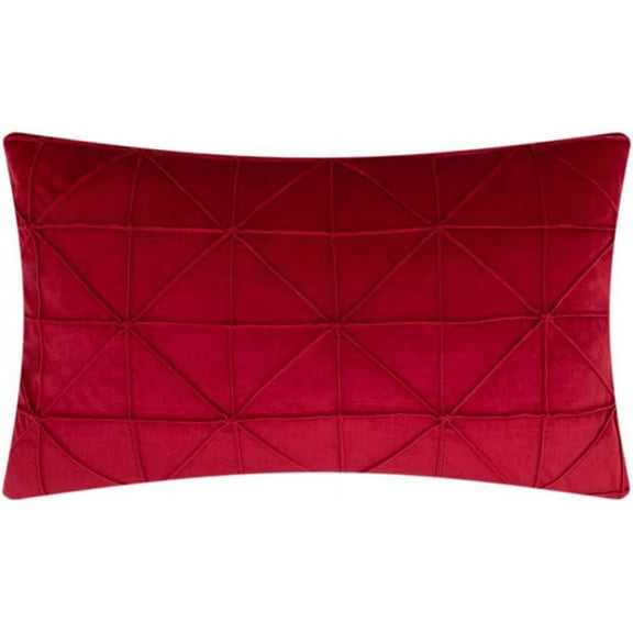 JWH Handmade Decorative Soft and Smooth Velvet Lumbar Pillow Case Covers for Simple Decor 14x24inch Red