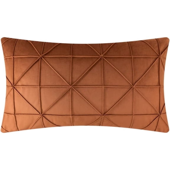 JWH Handmade Decorative Soft and Smooth Velvet Lumbar Pillow Covers for Simple Decor 14x24inch Cognac