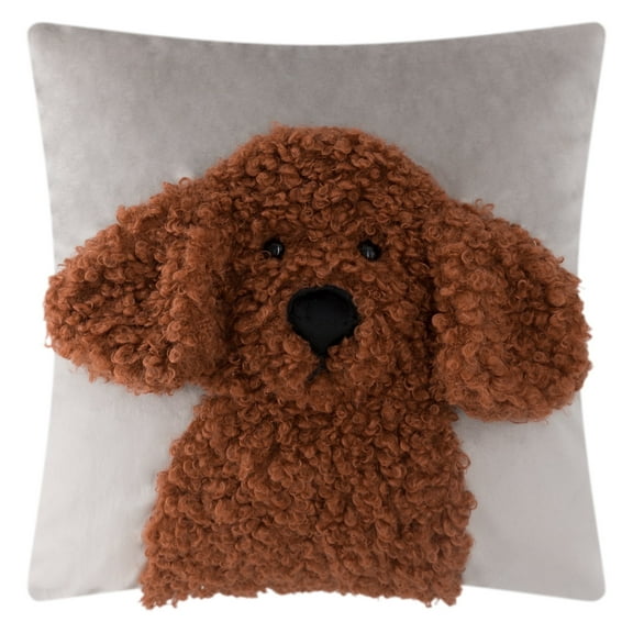 JWH Handmade Poodle Throw Pillow Covers for Sofa Couch Bedding Decoration 18x18inch Brown