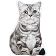 thumbnail image 1 of JWH 3D Realistic Silver Tabby Cat Plush Pillow Soft Pet Shaped Cushion for Bed Sofa 14x11inch Black and White, 1 of 6
