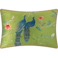 thumbnail image 1 of JWH Boho Green Velvet Peacock and Floral Throw Pillow Covers Soft Decorative Peacock Cushion Covers 14x20inch for Cozy Sofa Bedroom, 1 of 13