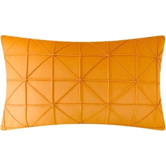 JWH Luxury Golden Grid Velvet Throw Pillow Covers Geometric Accent Pillow Cases 14 x 24 inch For Room Decoration