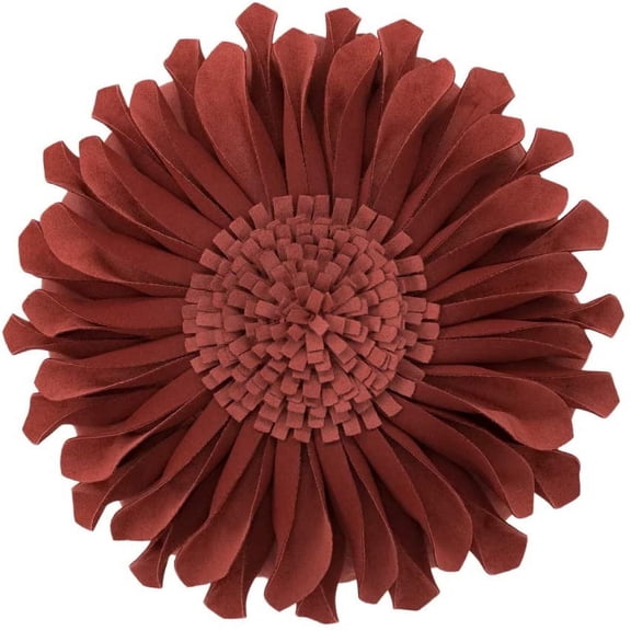 JWH Round Suede Sunflower Throw Pillows with Insert for Bed Sofa 12 inch Rust Red