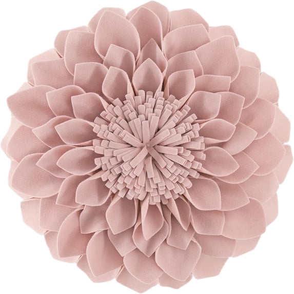JWH Small Soft Flower Throw Pillows Round Velvet Cushions 14inch Rose Gold for Sofa Couch Bedding Decoration