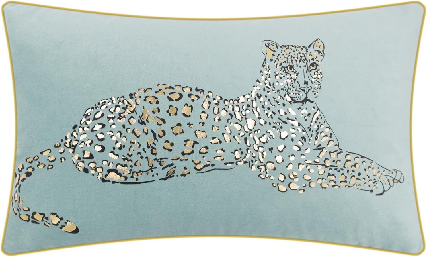 JWH Soft Cotton Velvet Foil Print Leopard Throw Pillow Covers for Couch Sofa Bedding Decoration Light Blue 12x20inch