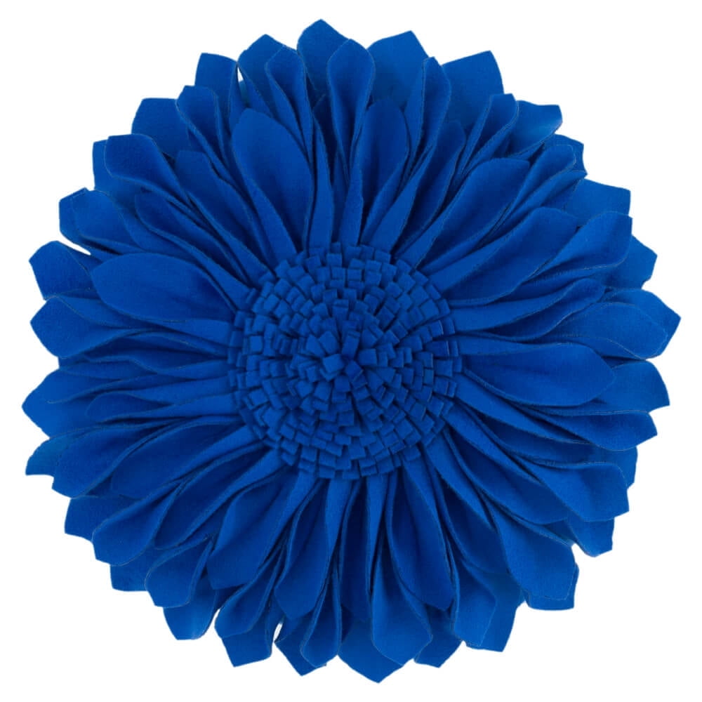 Jwh Royal Blue Suede Sunflower Decorative Throw Pillow 14 Inch Round