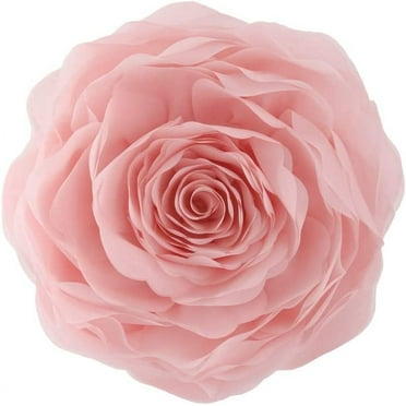 JWH Throw Pillow Decorative Soft Round Pillows 3D Accent Flower Pillows Handmade Cushion for Bed Sofa Home Bedding 12 Inch Bright Pink