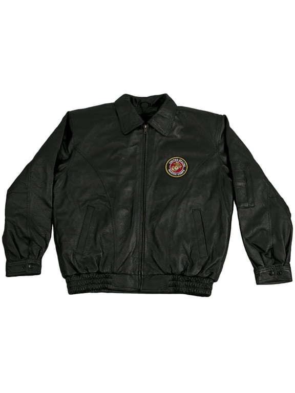 Mens Military Lined Leather Jacket (Marines, X-Large)