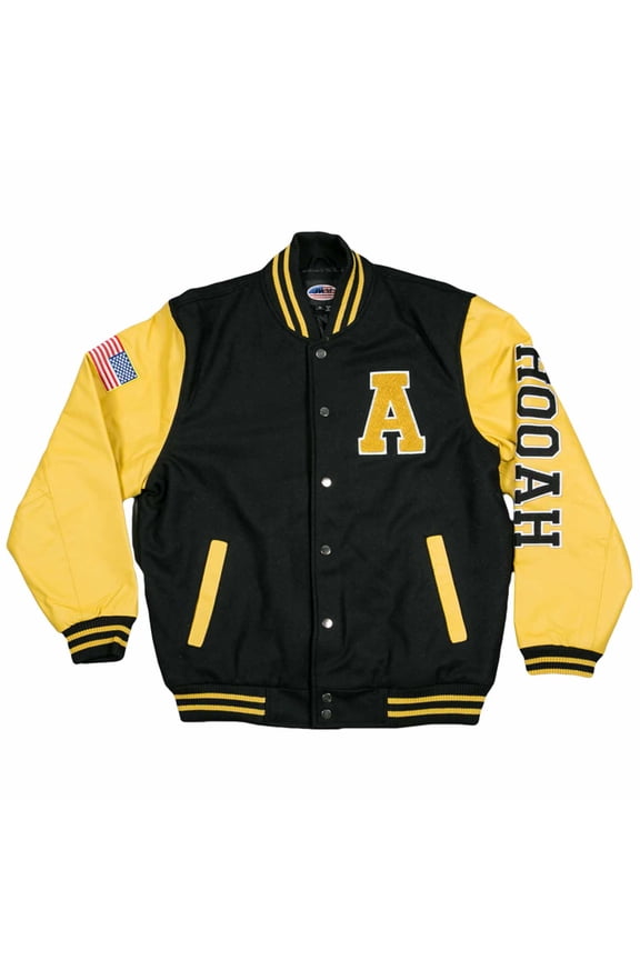 JWM Military Mens Leather Polyester Embroidered Varsity Jacket (ARMY / Black-Gold, XX-Large)