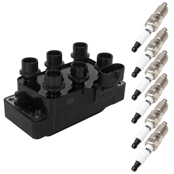 JWMOTOR 1pc Ignition Coil Packs with 6pcs iridium Spark Plugs Compatible with 1994 for Ford for Mustang 3.8L V6/5.0L V8 2000-2001 for Mazda for MPV 2.5L V6 OEM Replacement 72932015