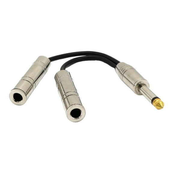 JWQFBC 0.2M 6.35mm Jack Male to 2X 6.5mm Mono Female Audio Y Splitter Audio Cable Black