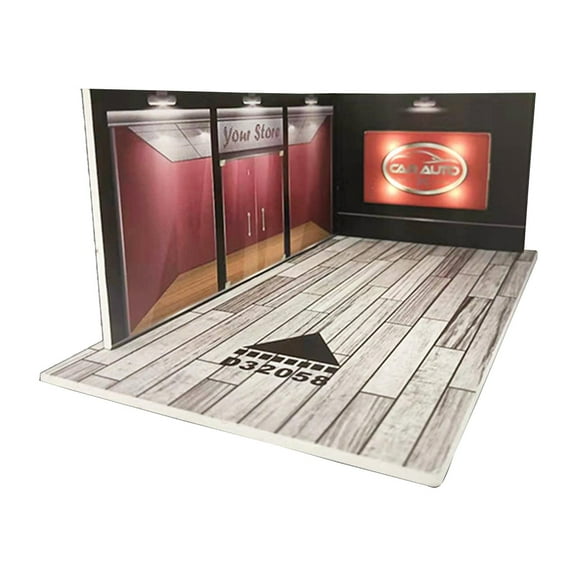 JWQFBC 1/24 Diecast Garage Display Case for Garage Model Simulation Gift Collection LED Red