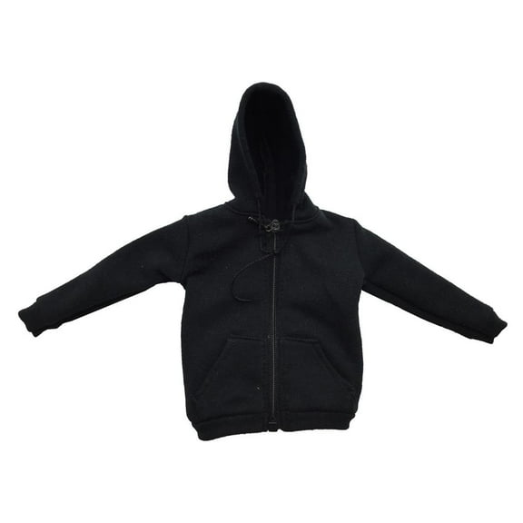JWQFBC 1/6 Scale Black Zipped Hoodie Sweater Clothes Accessory For 12'' Male Figure