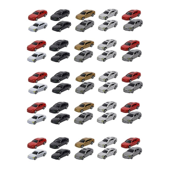 JWQFBC 1/87 HO Scale Model Cars, 1:87 Painted Model Cars, HO Scale Model Train Cars for 50pcs