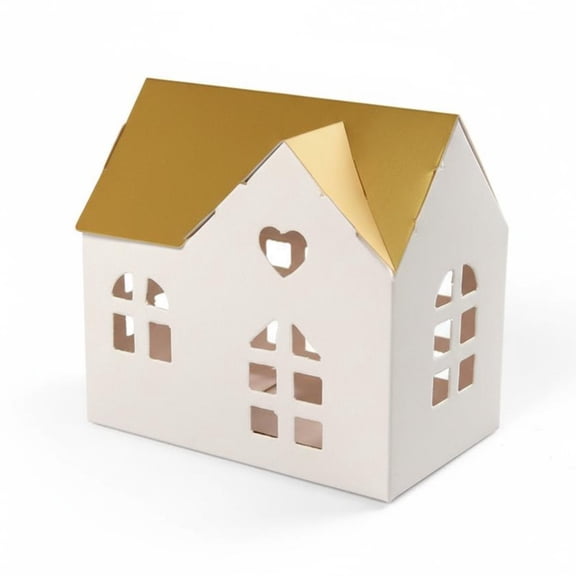 JWQFBC 10 Pieces House Shaped Gift Boxes DIY Assembly Cardboard House Favor Boxes for Wedding, Table Decoration