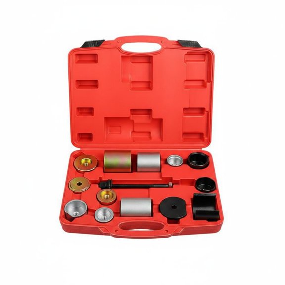 JWQFBC 14 Pieces Rear Axle Bushing Tool High Hardness Alloy Differential Mount Bushing Tool Kit Includes Storage Case Chassis Bush Remover Installer