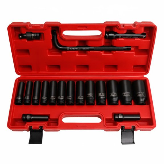 JWQFBC 18 Pieces Deep Impact Socket Set High Rotational Force Hex Socket Set Extension Rods Hand Tool for Auto Repair Workers, Mechanics, Tire Changing