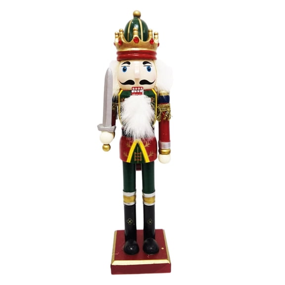 JWQFBC 30cm Height Wooden Nutcracker Soldier Ornaments Doll Figures Pendant Puppet Toy Sword