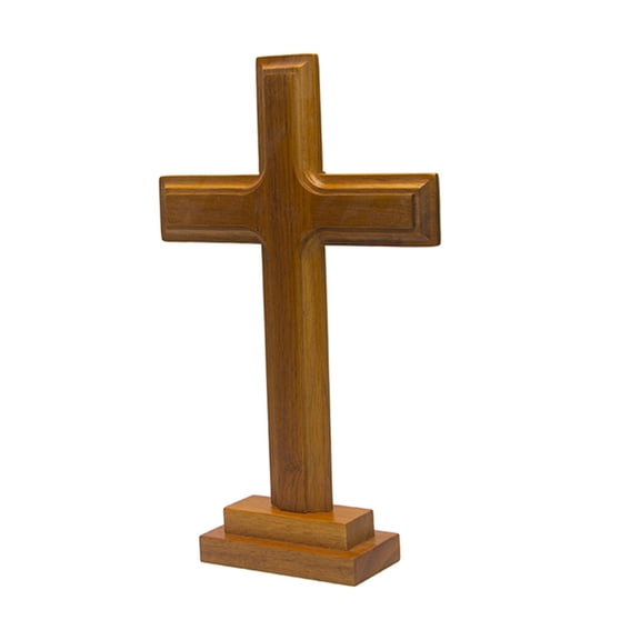 JWQFBC 3D Engraving Crucifix Standing Double-Sided Prayer Christian Gift Handmade Standing Table Statue for Decoration Gifts Collection