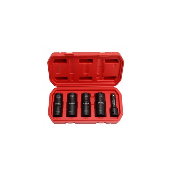 JWQFBC 5 Pieces Invertible Lug Nut Tool Set Shielded Sleeve Impact Lug Nut Socket Double Ended Automotive Tool for Auto Repair, Auto Shop, Garage
