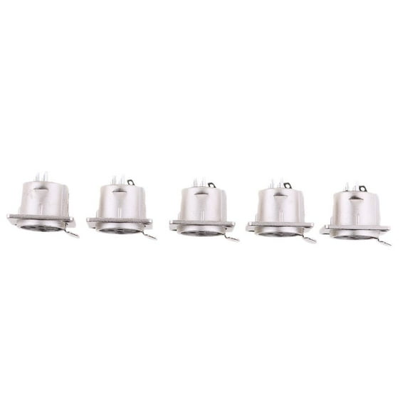JWQFBC 5pcs 3-Pin XLR Female Socket Chassis Panel Mount Metal Audio Video Connector