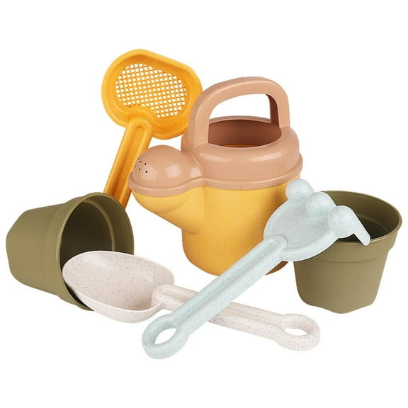 JWQFBC 6 Pieces Beach Toys Sand Bucket and Shovels Set Garden Tools Sensory Playset Fun