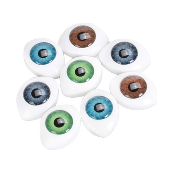 JWQFBC 8 Pieces 4 Color Oval Hollow Back Plastic Eyes Eyeball For Doll Mask DIY 8mm