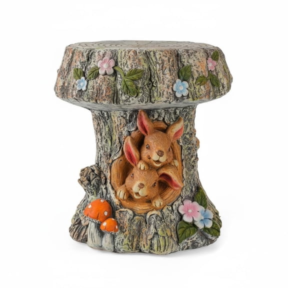 JWQFBC Animal Stump Stool Multi-Use Tree Stump Garden Stool Whimsical Design Decorative Seat for Balcony, Patio, Squirrel